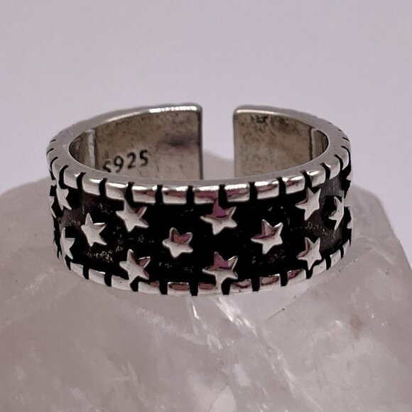 925 Sterling Stamped Adjustable Star Boho Ring #1308 - Picture 3 of 11